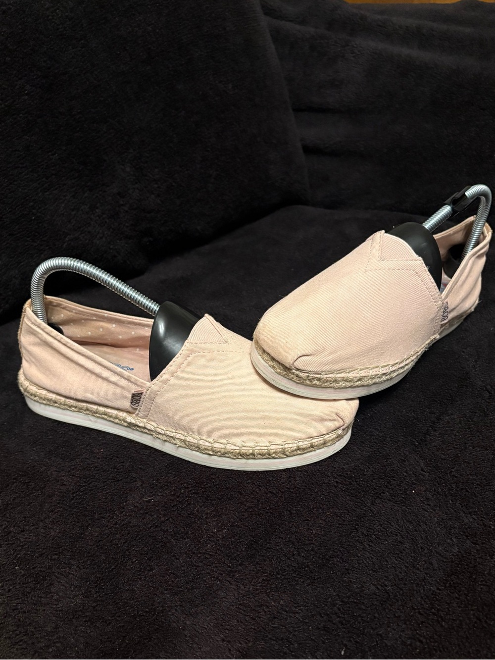 Bobs Skechers breeze light Pink Canvas espadrille alpargata Slip On flat sz 8.5